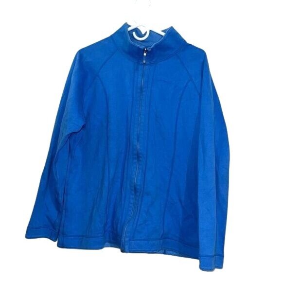 Reversible Blue Full-Zip Jacket Womens M Lightweight Long Sleeve Cotton Casual - Picture 1 of 7